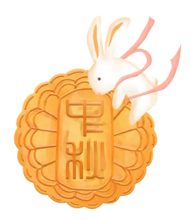 卡通可爱兔子月饼中秋节素材png免扣