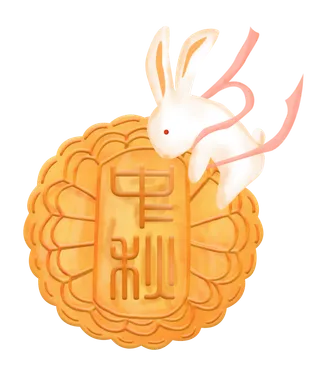 卡通可爱兔子月饼中秋节素材png免扣