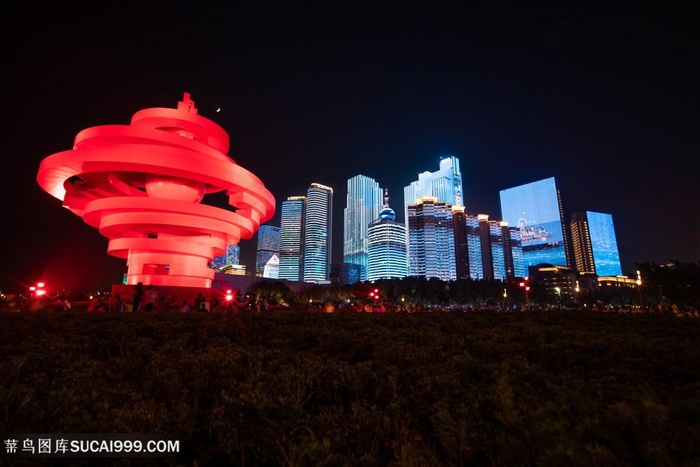 青岛五四广场夜景灯光秀