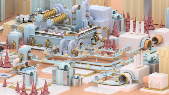 圣诞节3D立体工厂