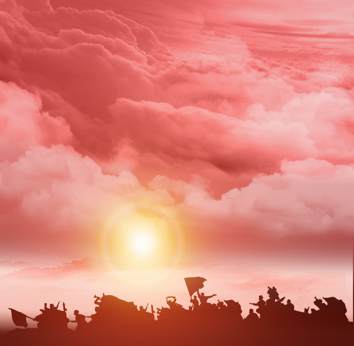 红色夕阳长征抗战剪影
