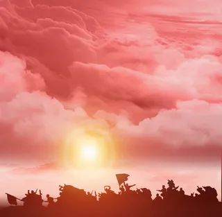 红色夕阳长征抗战剪影