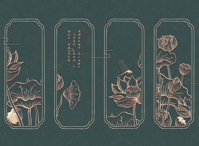 新中式背景墙psd模版下载