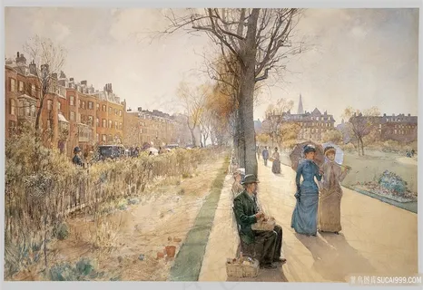 街道行人唯美风景画油画 街道行人唯美风景画油画