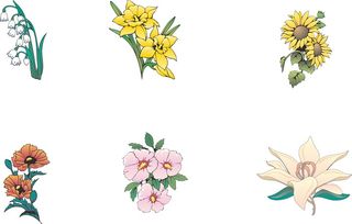 绿色简约风CDR矢量图春季花草植物插画元素