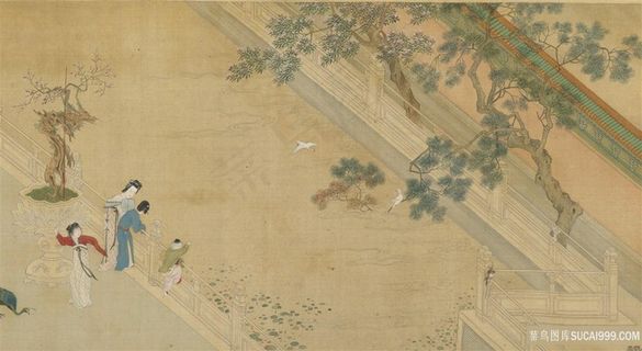 第十一幅汉宫春晓图江边绘画图片