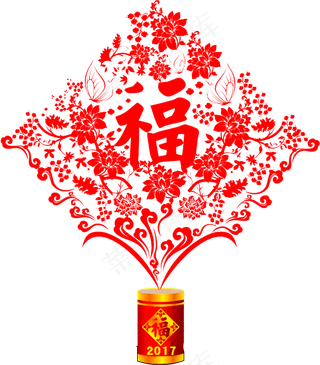 礼炮烟花福字喜庆