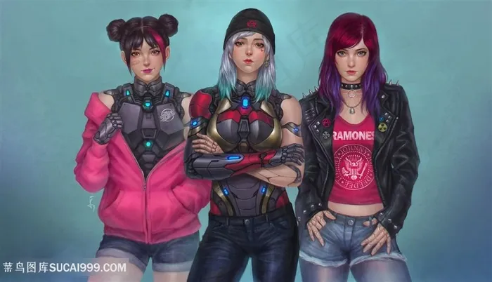 三位美女插画图片 三位美女插画图片