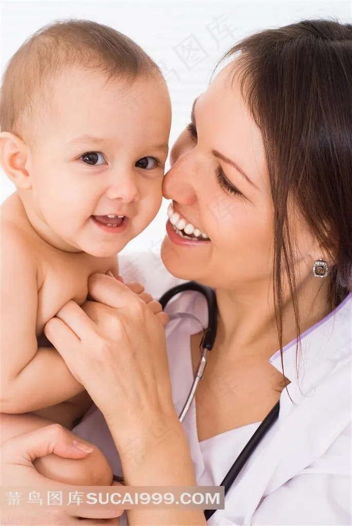 医生和婴儿系列 - 可爱的宝宝和美丽的女医生