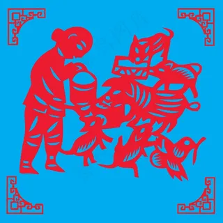 养鸡剪纸 剪纸风元素