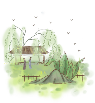 清明元素古风中式清明节山水画中国风