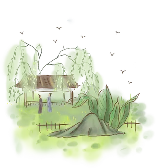 清明元素古风中式清明节山水画中国风