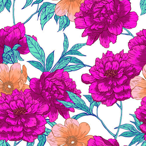 花卉唯美手绘花朵面料纹理手机壳布料面料印花服装矢量图案素材