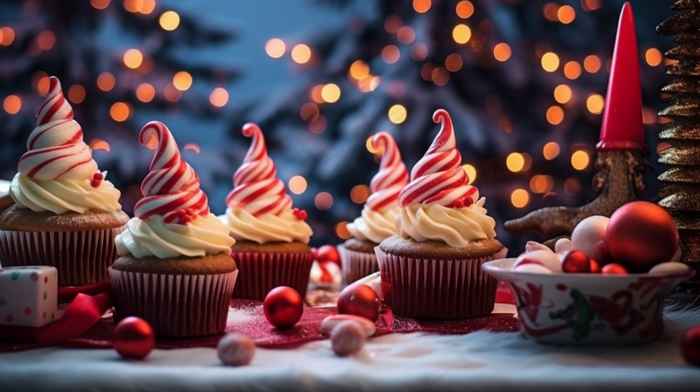 圣诞小蛋糕摄影图