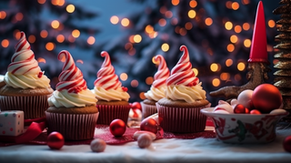 圣诞小蛋糕摄影图