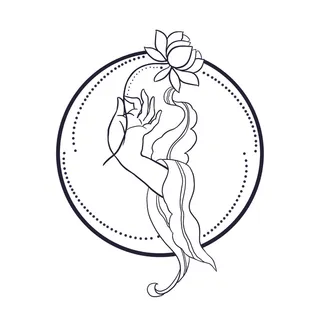 禅意佛手拈花指莲花佛珠敦煌文化线描稿国潮风元素设计模板素材