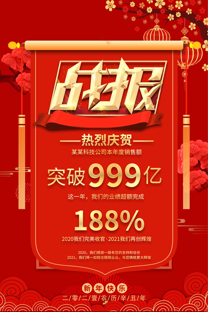 2022企业公司销售业绩年终大捷军令喜报PSD设计素材模板