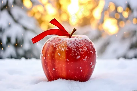 平安夜苹果圣诞节日摄影图