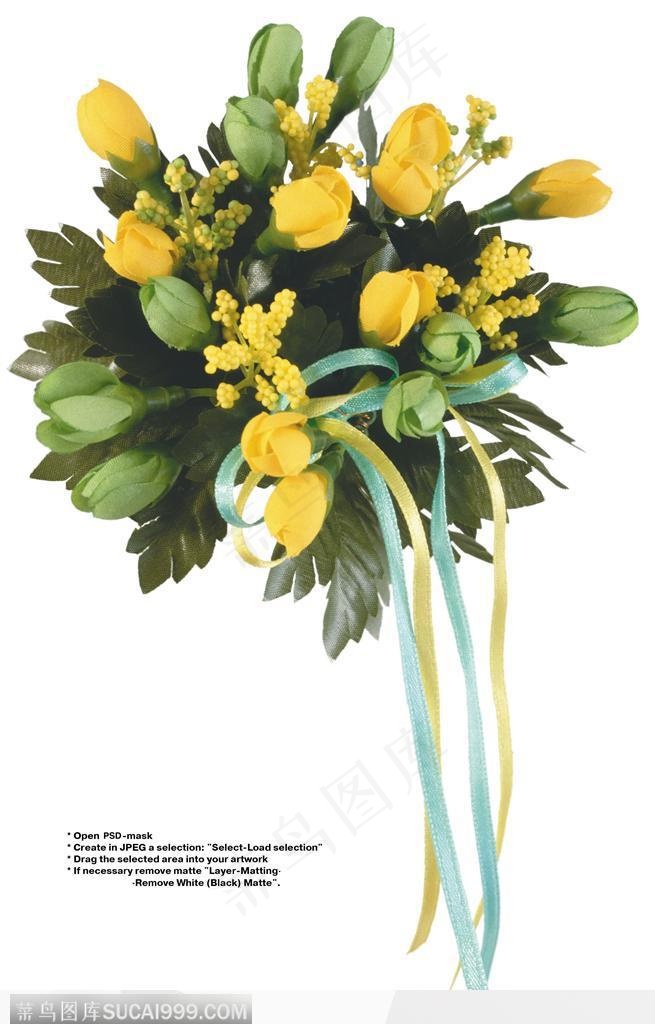 节日饰品-绿色与黄色的小花
