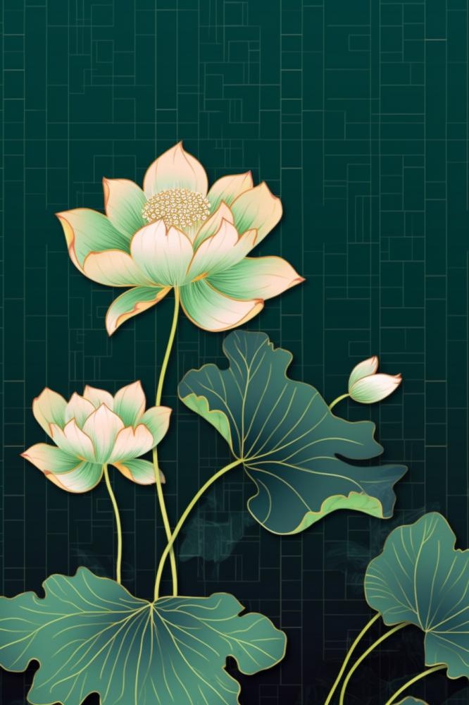 绿色简约清新莲花节气背景(896x1344)
