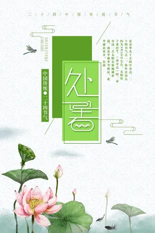 简约清新二十四节气处暑海报设计