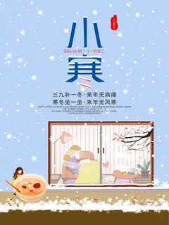 中国传统冬天小寒祝福24二十四节气节日宣传活动海报