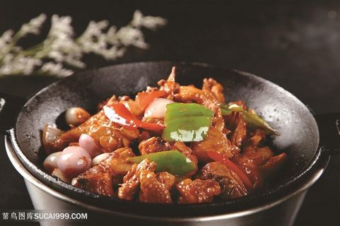 中华美食干锅鸡摄影图