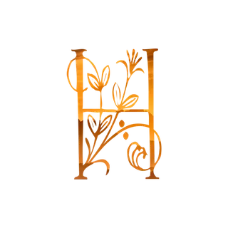 字母H金黄色插画海报