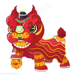 手绘中国风舞狮图片PNG免抠图