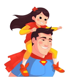 超人爸爸背着孩子免抠