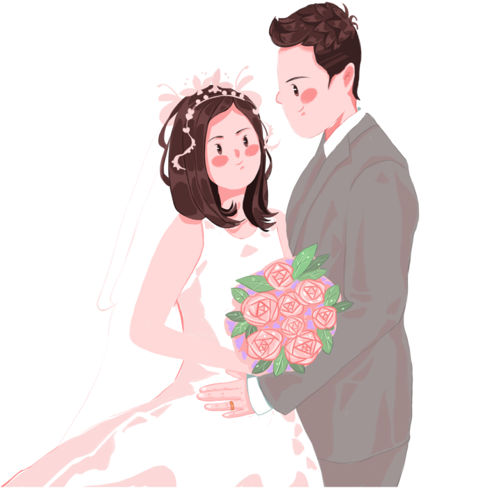 婚纱卡通人物婚礼白纱结婚婚纱摄影手绘