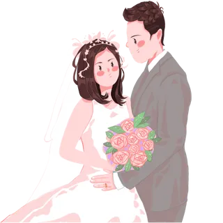 婚纱卡通人物婚礼白纱结婚婚纱摄影手绘