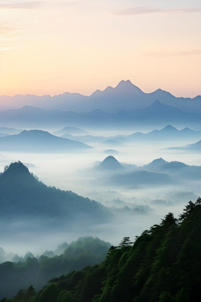 山脉树林高空摄影