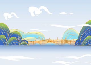 国潮鎏金通济桥城市地标建筑