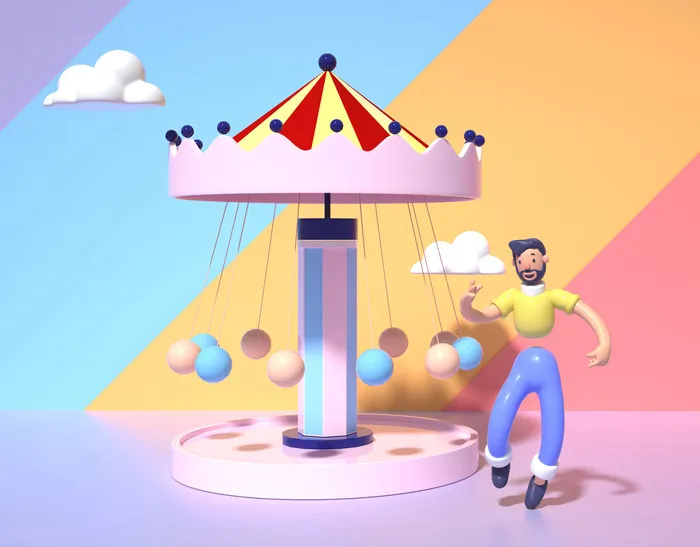 梦幻卡通风格跳舞人物C4D创意模型