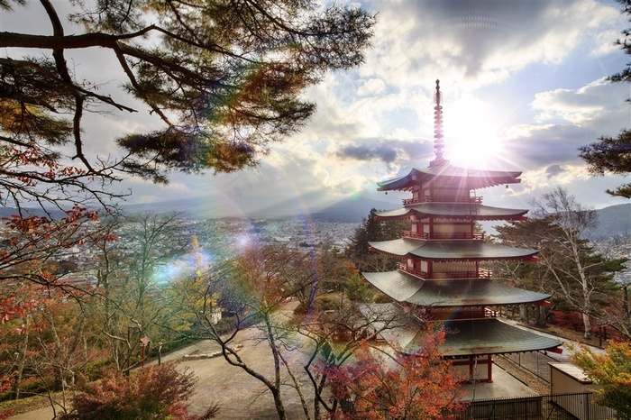 美丽的日本浅草寺景色高清摄影素材