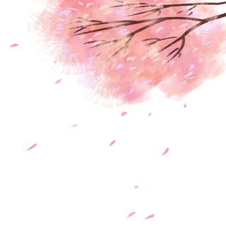 春天浪漫粉红色樱花手绘樱花梅花桃花花朵图片PNG免扣素材