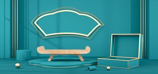 中国风国潮电商促销首页海报C4D背景图3D场景立体设计PSD素材模板