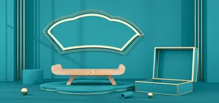 中国风国潮电商促销首页海报C4D背景图3D场景立体设计PSD素材模板