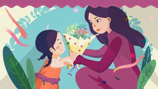 手绘卡通母亲节插画漫画素材