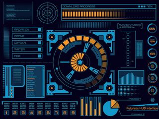 科幻未来科技操作仪表盘HUD元素图游戏UI图标界面边框矢量AI素材