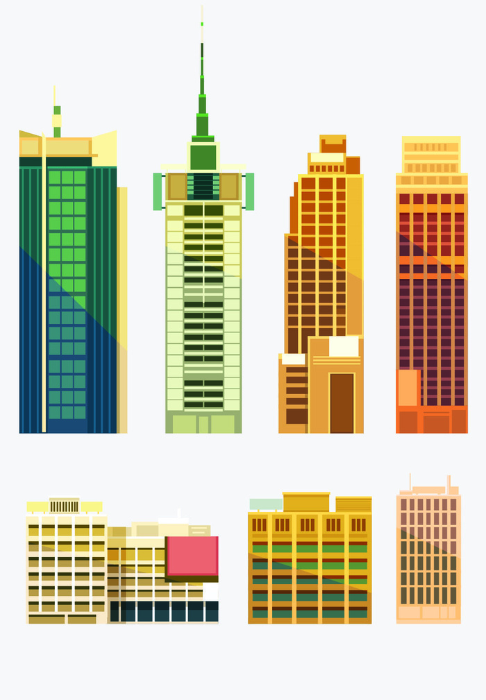 分析图素材图标集合景观建筑立面插画场景AI矢量图形设计eps,ai矢量模版下载