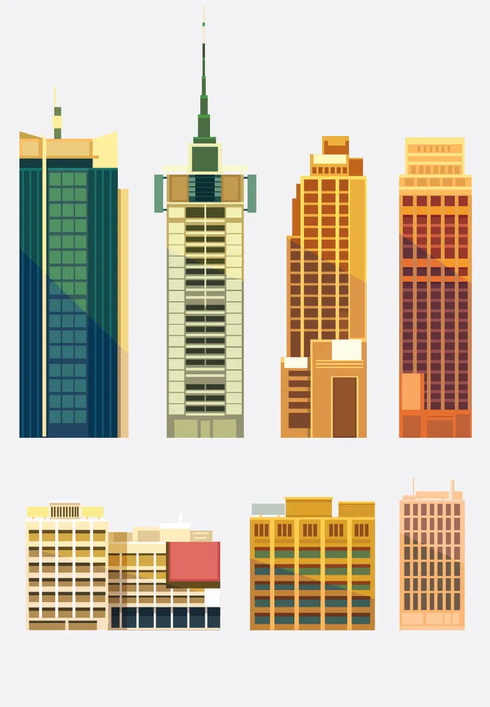 分析图素材图标集合景观建筑立面插画场景AI矢量图形设计eps,ai矢量模版下载