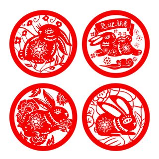 手绘2023兔年新年卡通兔子形象IP插画元素PSD设计素材png图案