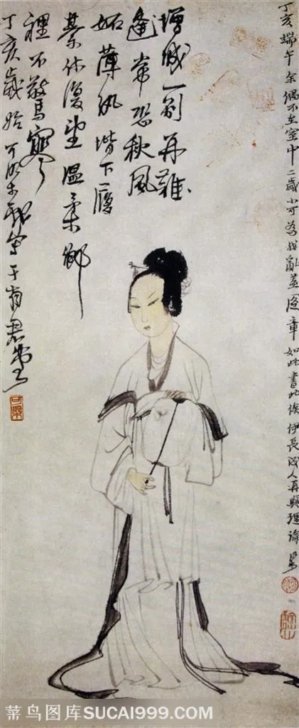 国画名家作品-李可染的仕女