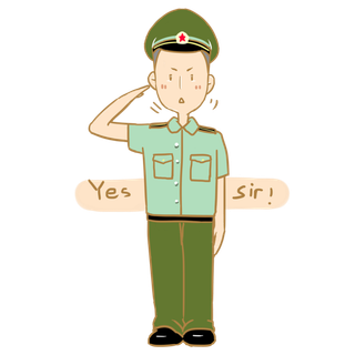 手绘卡通表情包建军节军人素材