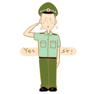 手绘卡通表情包建军节军人素材