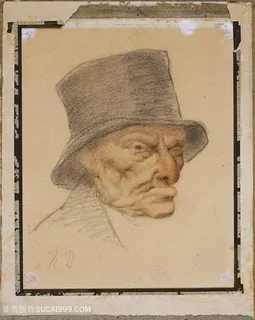 奥诺 · 杜米埃(1808-1879)-一个老人的头