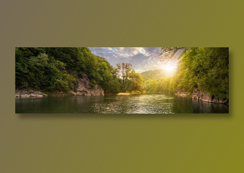 阳光下的湖泊美景