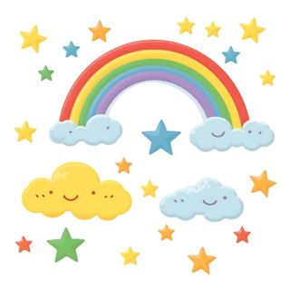 彩虹星星云朵免抠